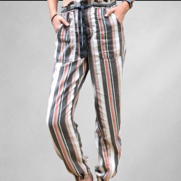 American Eagle Outfitters Pants - American Eagle Linen Blend Jogger Pants XS Striped Elastic Waist Casual